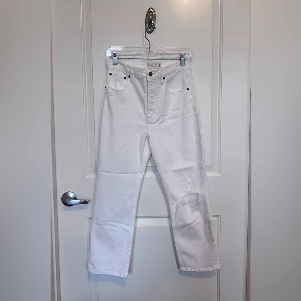 Abercrombie & Fitch White Ankle Straight Ultra High Rise Jeans, Women’s 6/28 S